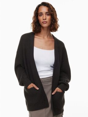 Aritzia Wilfred Free Unwind Merino Wool Cardigan Sweater Black Small